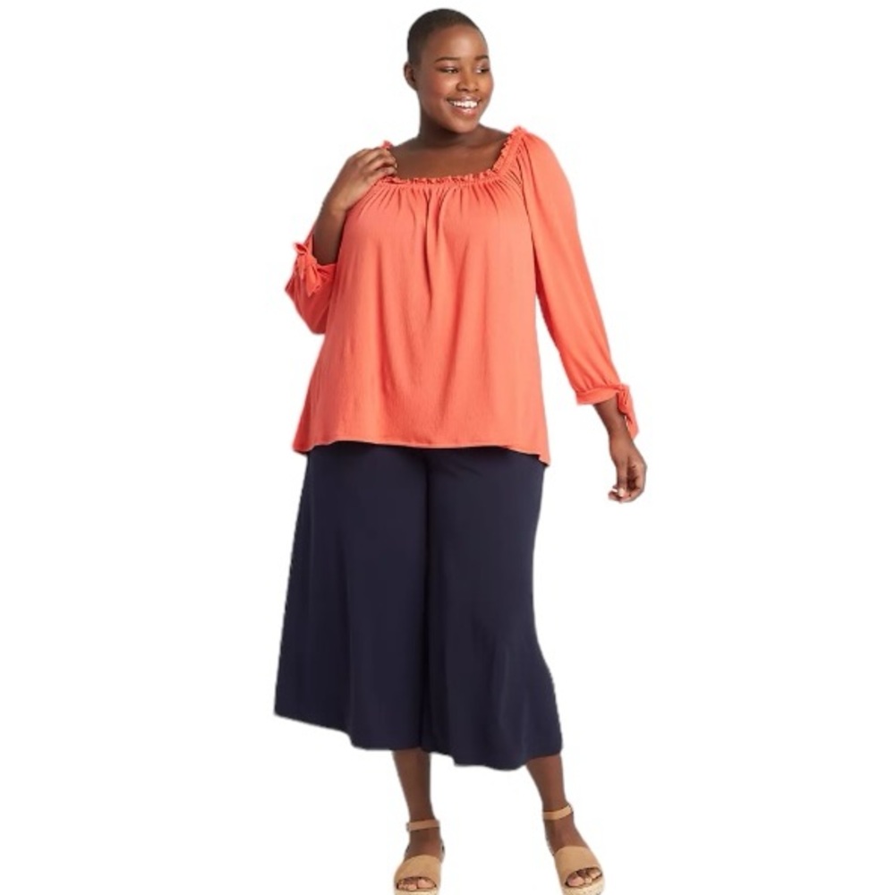 Lane Bryant Slinky Wide Leg Culotte Capri Pants Navy Sz 14-16 Knit Kit Pull-On